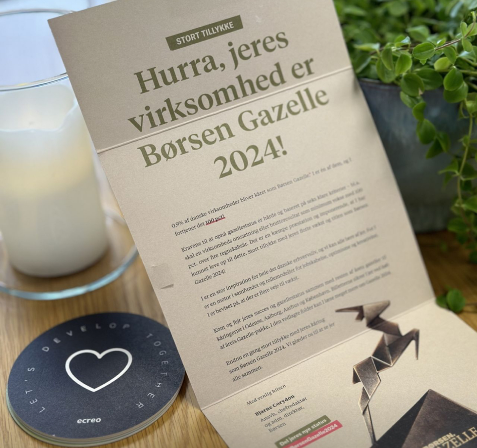 Vi er kåret som Børsen Gazelle